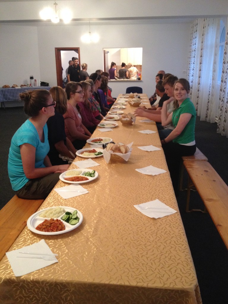 One of our fabulous dinners served by the tireless people at the church in Severin